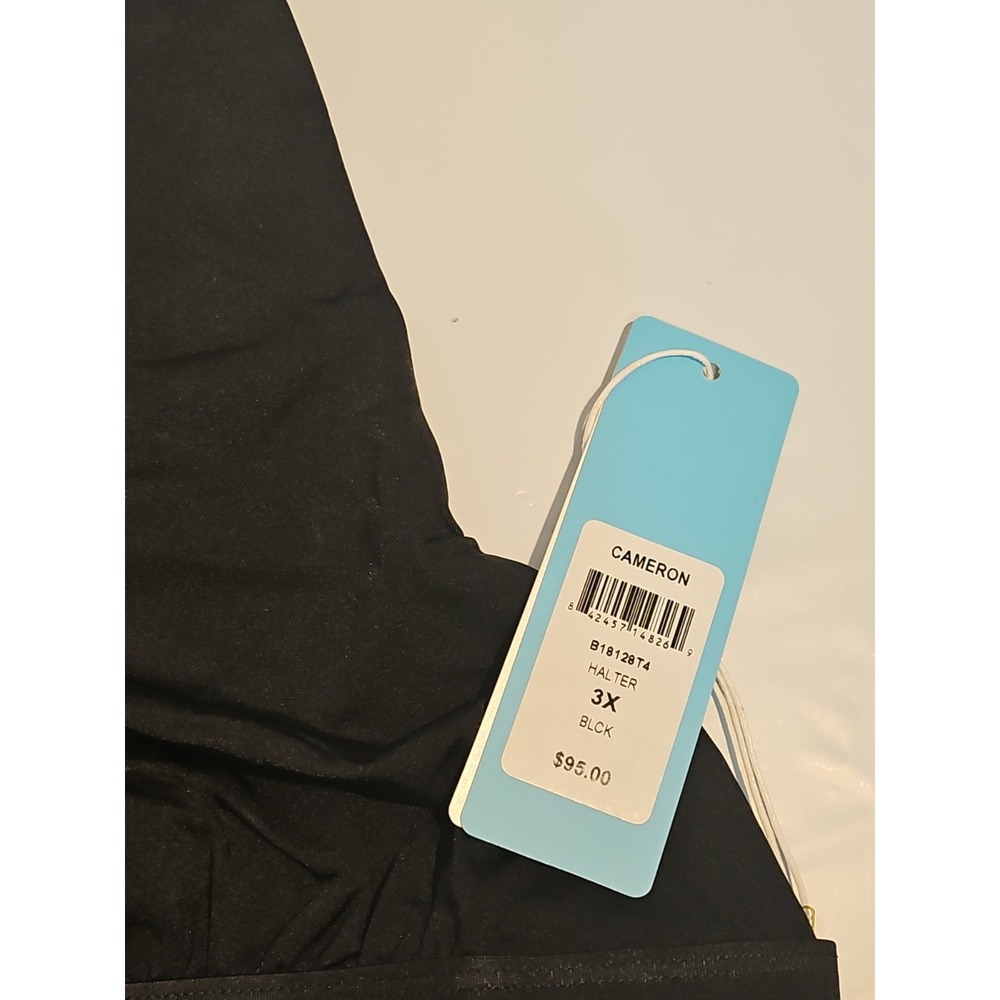 Beach Bunny Cameron Halter Bikini Top Black Lace Up 3XL New - Picture 3 of 5